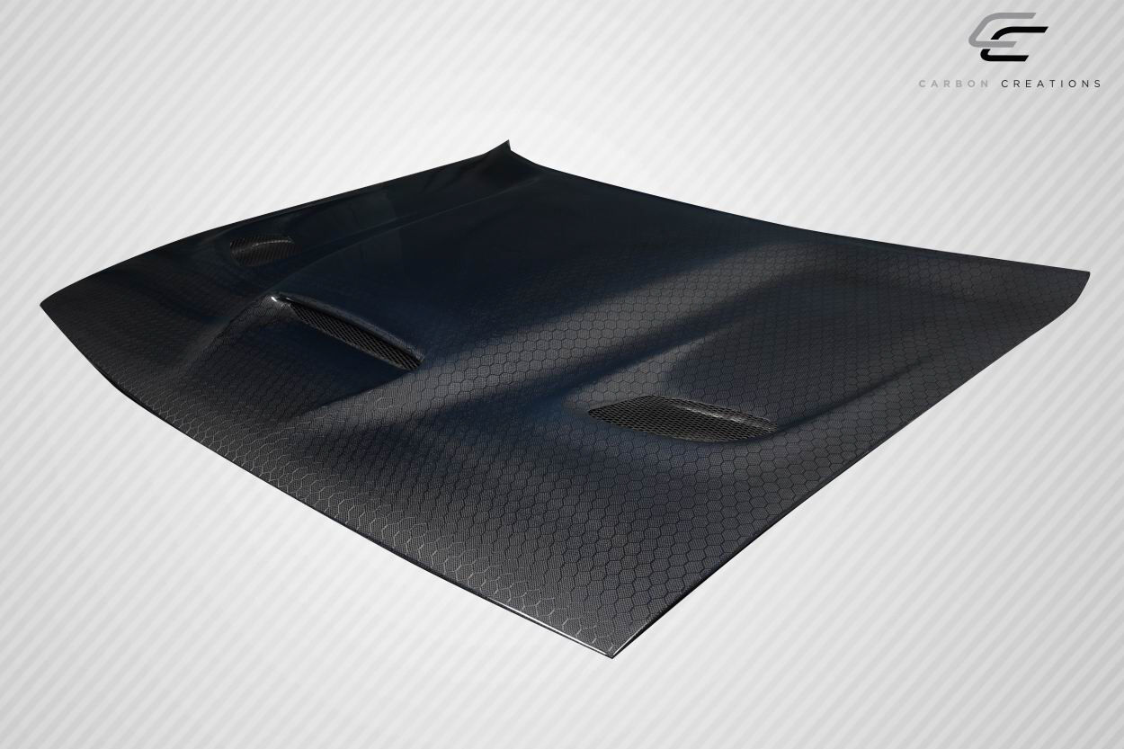 2008-2023 Dodge Challenger Carbon Fiber Geo6ix Dritech Hellcat Look Hood - 1 Piece
