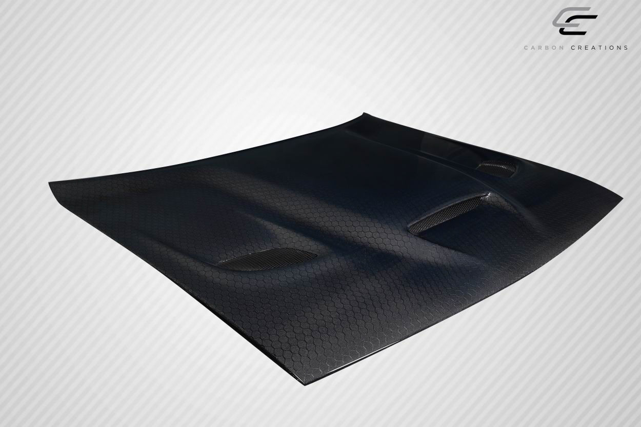 2008-2023 Dodge Challenger Carbon Fiber Geo6ix Dritech Hellcat Look Hood - 1 Piece