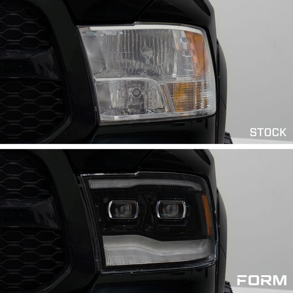 09-18 Ram 1500/2500/3500 and 19+ Ram 1500 Classic Sequential LED Projector Headlights Pair By Form Lighting