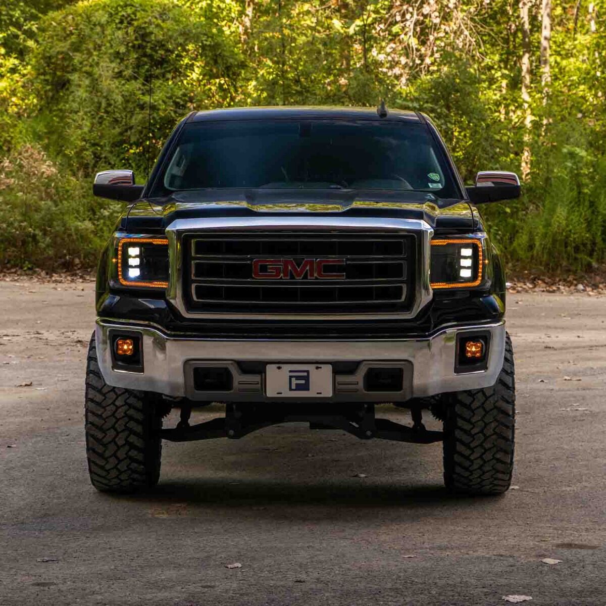2014-2018 GMC Sierra 1500 and 2015-2019 GMC Sierra 2500/3500 LED Projector Headlights - Amber DRL Pair By Form Lighting