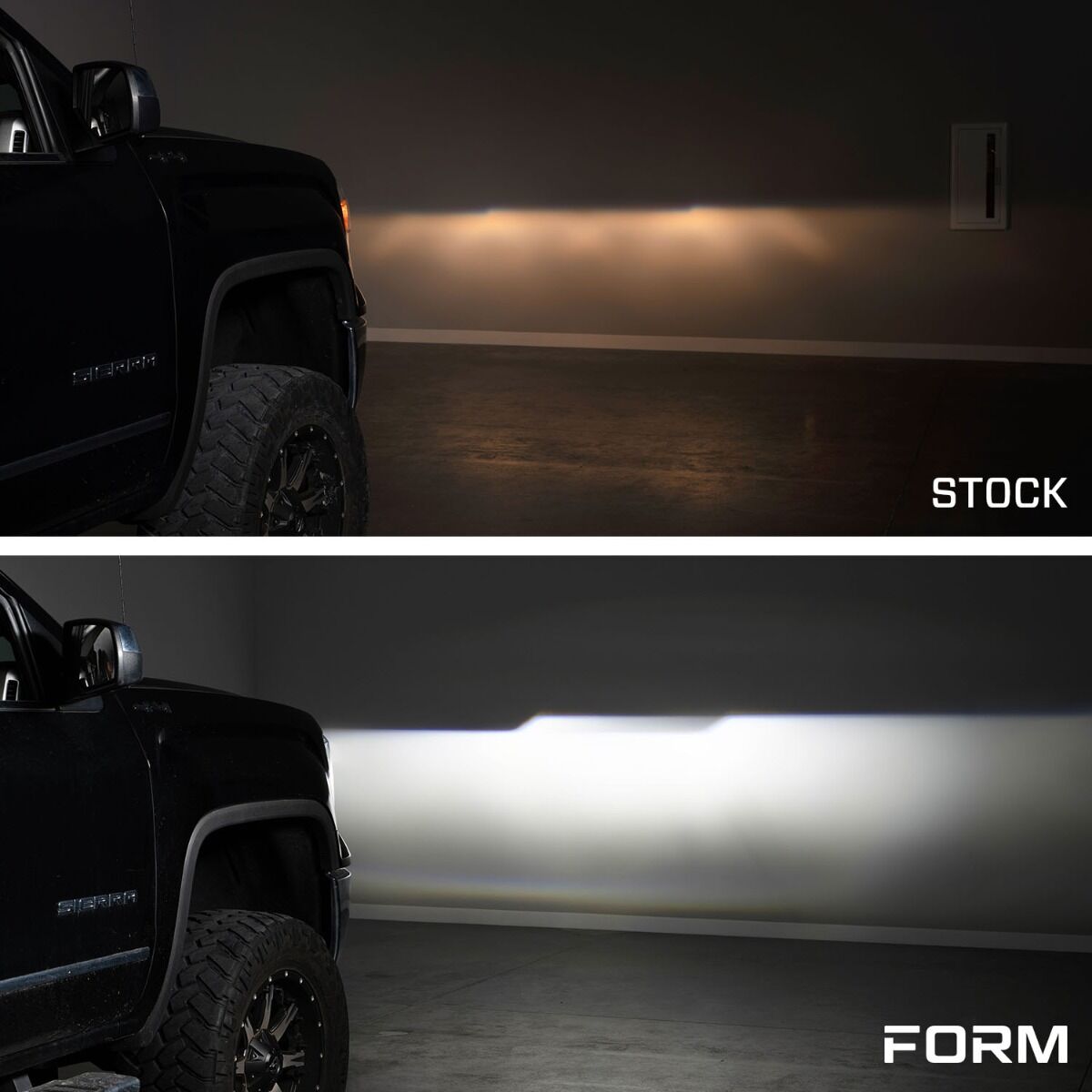 2014-2018 GMC Sierra 1500 and 2015-2019 GMC Sierra 2500/3500 LED Projector Headlights - Amber DRL Pair By Form Lighting