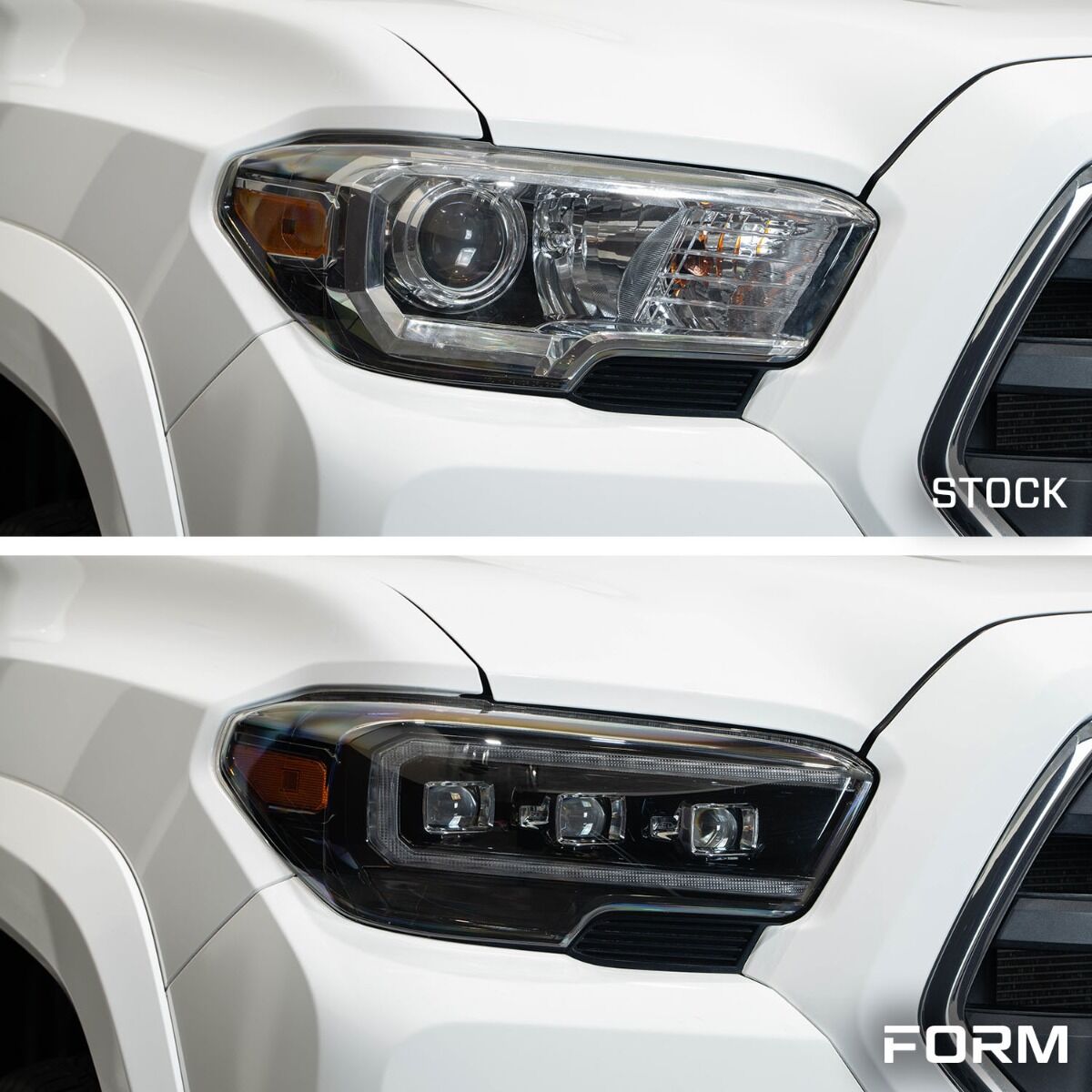 2016-2023 Toyota Tacoma Sequential LED Projector Headlights with Amber DRL Pair By Form Lighting