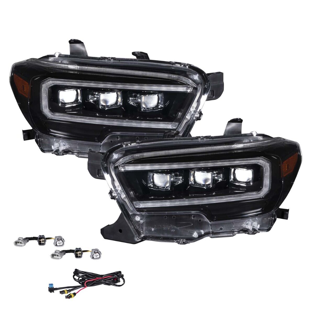 2016-2023 Toyota Tacoma Sequential LED Projector Headlights with Amber DRL Pair By Form Lighting