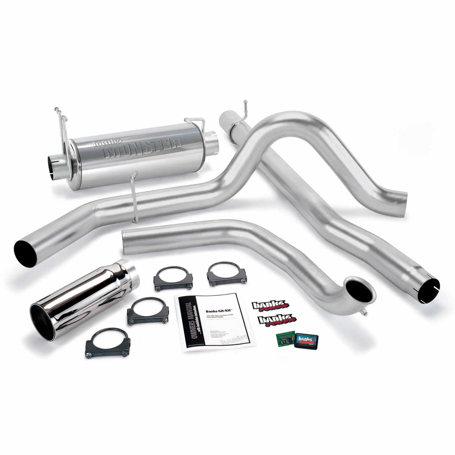 Git-Kit Bundle Power System W/Single Exit Exhaust Chrome Tip 01-03 Ford 7.3L W/Catalytic Converter Banks Power - 47513