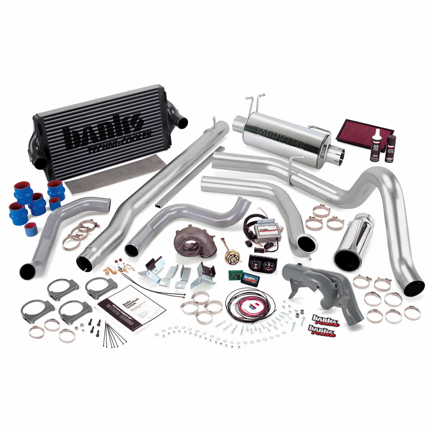 PowerPack Bundle Complete Power System W/Single Exit Exhaust Chrome Tip 99 Ford 7.3L F250/F350 Manual Transmission Banks Power - 47528