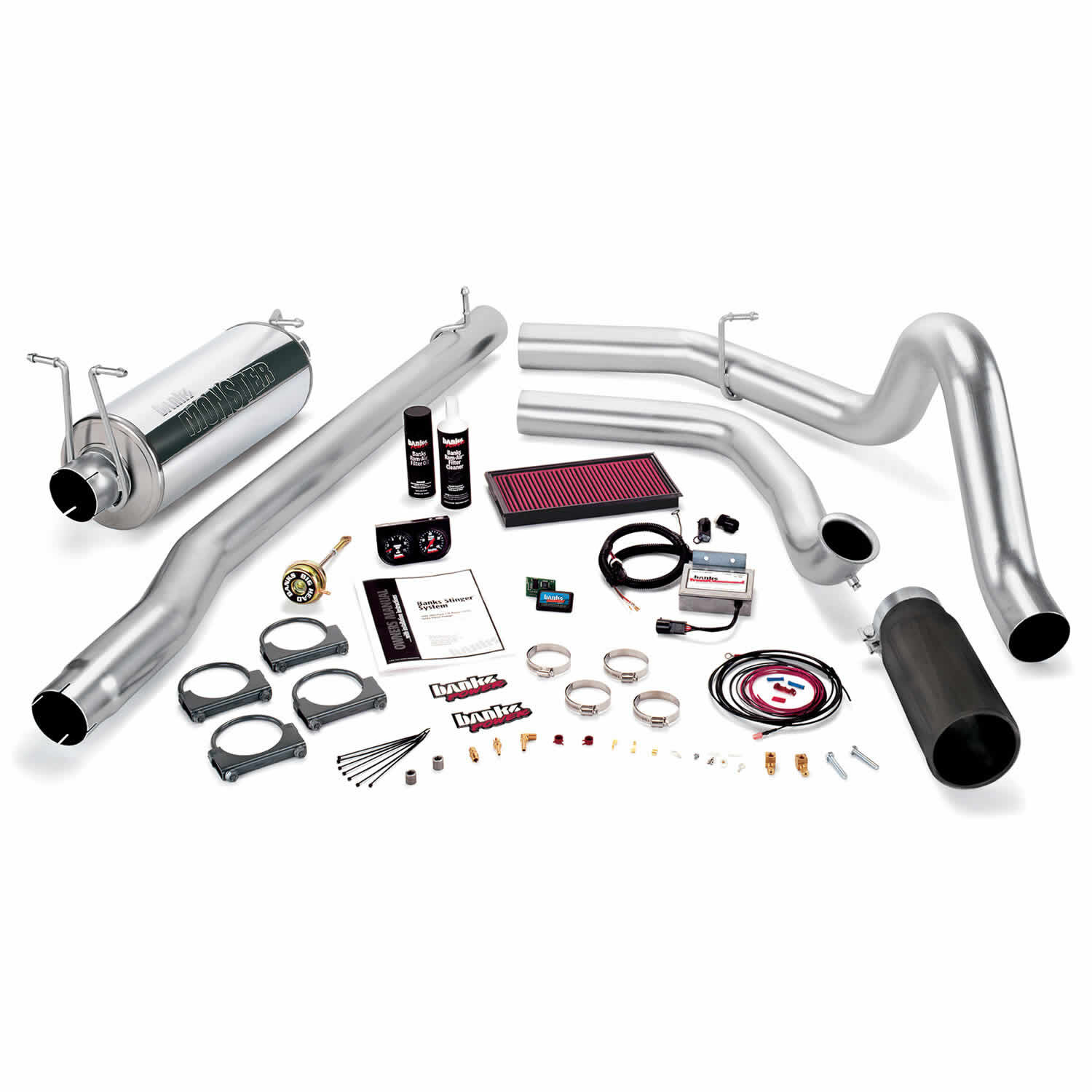 Stinger Bundle Power System W/Single Exit Exhaust Black Tip 99.5 Ford 7.3L F250/F350 Automatic Transmission Banks Power - 47531-B