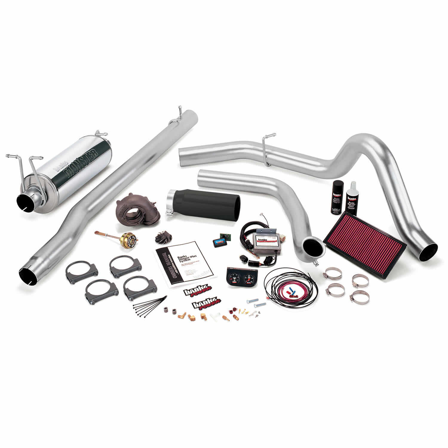 Stinger Plus Bundle Power System W/Single Exit Exhaust Black Tip 99.5 Ford 7.3L F250/F350 Automatic Transmission Banks Power - 47536-B
