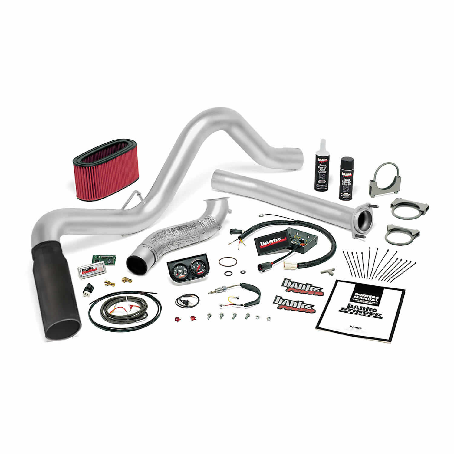 Stinger Bundle Power System W/Single Exit Exhaust Black Tip 95.5-97 Ford 7.3L Automatic Transmission Banks Power - 48557-B