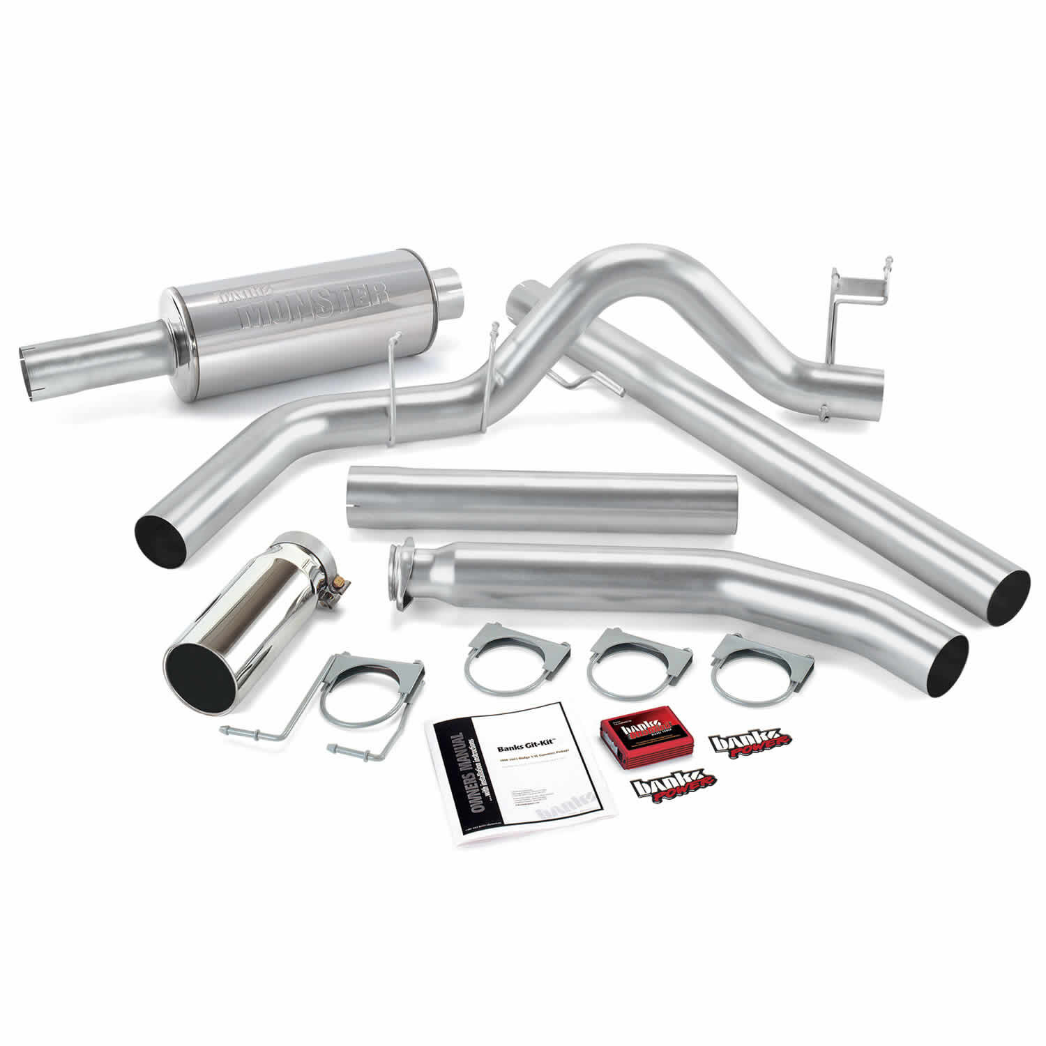 Git-Kit Bundle Power System W/Single Exit Exhaust Chrome Tip 01 Dodge 5.9L Extended Cab Banks Power - 49360
