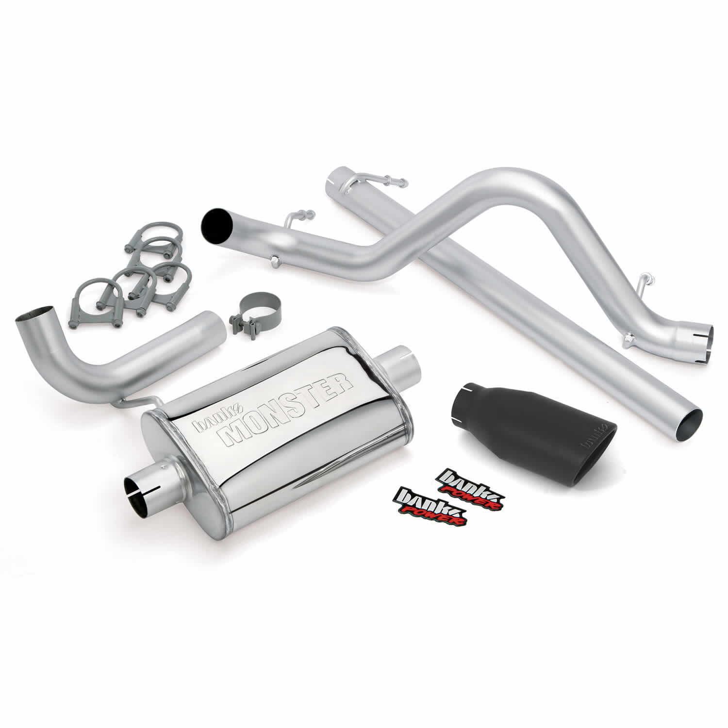 Monster Exhaust System Single Exit Black Ob Round Tip 07-11 Jeep 3.8L Wrangler 2 Door Banks Power - 51321-B