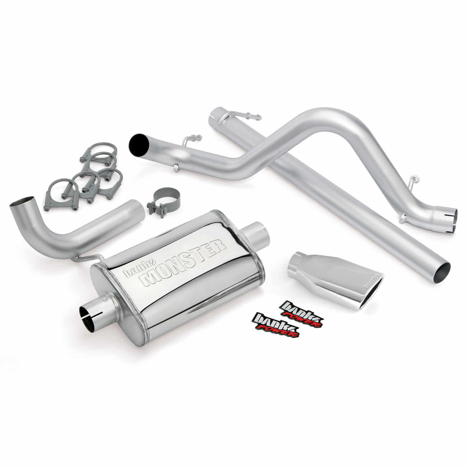 Monster Exhaust System Single Exit Chrome Ob Round Tip 07-11 Jeep 3.8L Wrangler 2 Door Banks Power - 51321