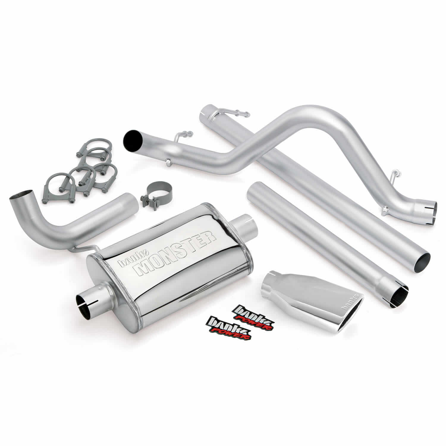 Monster Exhaust System Single Exit Chrome Ob Round Tip 07-11 Jeep 3.8L Wrangler Unlimited 4 Door Banks Power - 51322