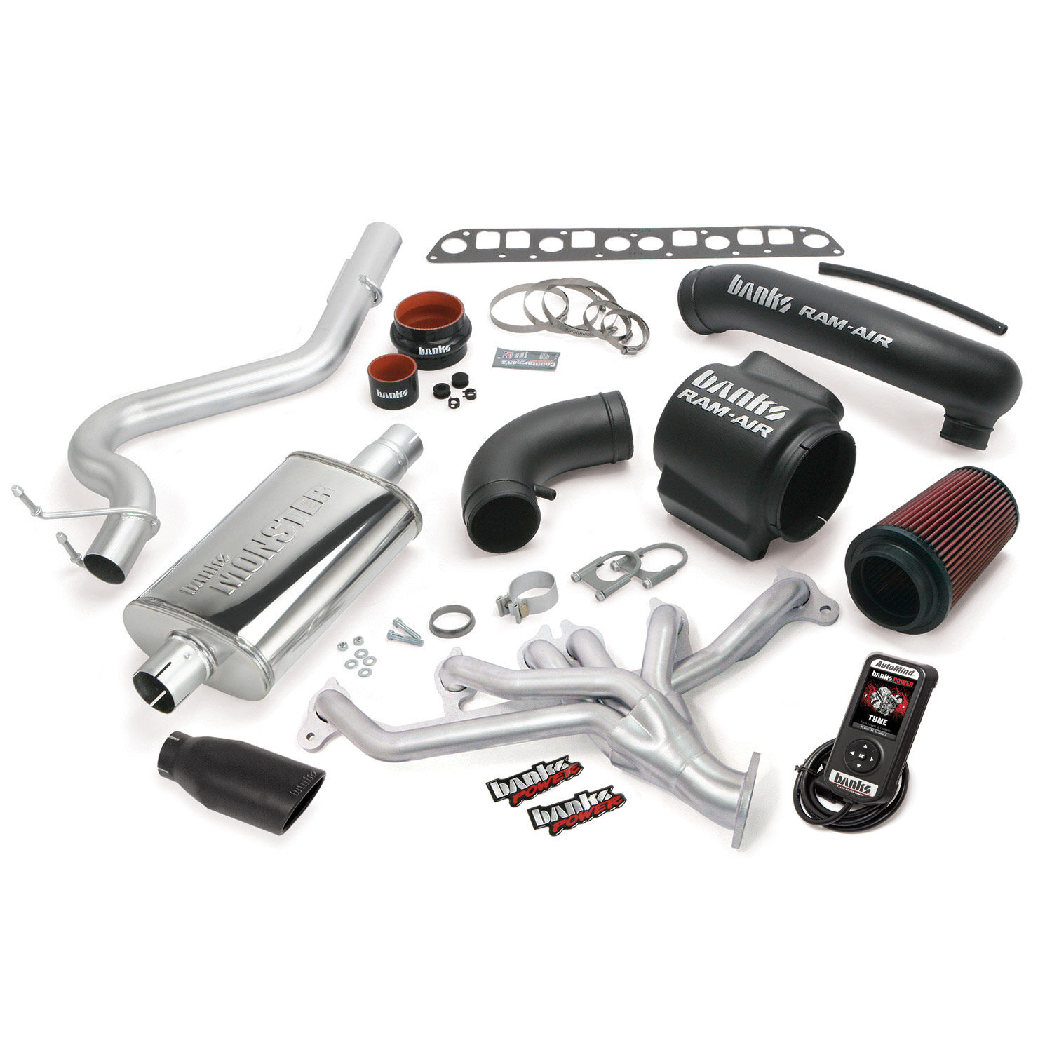 PowerPack Bundle Complete Power System W/AutoMind Programmer Black Tip 98-99 Jeep 4.0L Wrangler Banks Power - 51331-B