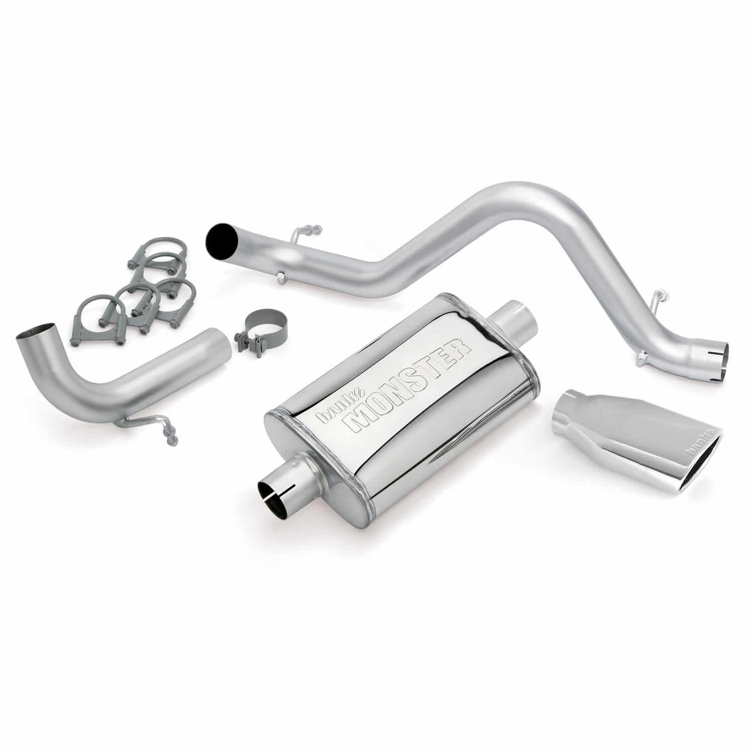 Monster Exhaust System Single Exit Chrome Ob Round Tip 12-17 Jeep 3.6L Wrangler All 2 Door Banks Power - 51342