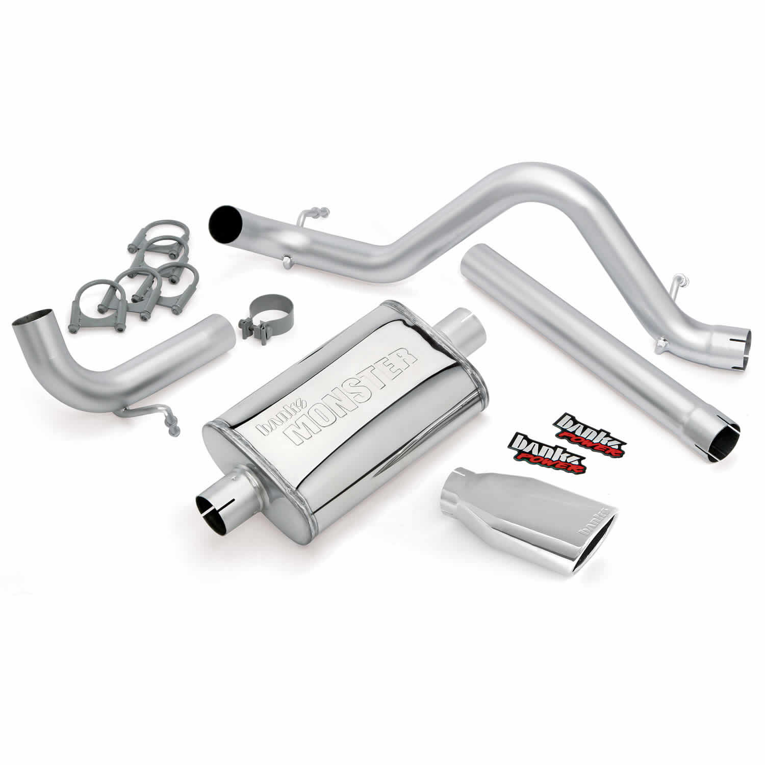 Monster Exhaust System Single Exit Chrome Ob Round Tip 12-17 Jeep 3.6L Wrangler All 4 Door Banks Power - 51343