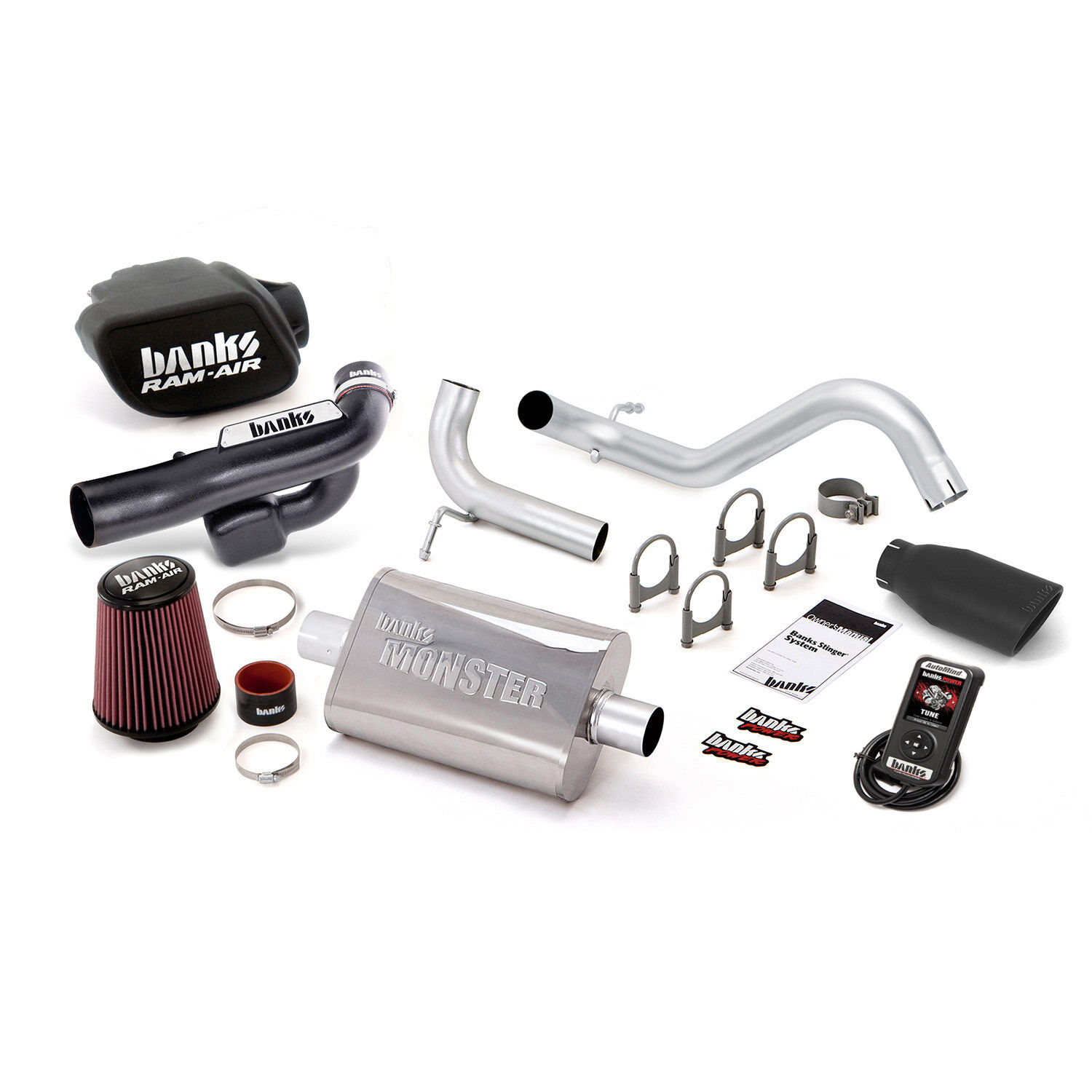 Stinger Bundle Power System W/AutoMind Single Exit Exhaust Black Tip 12-14 Jeep 3.6L Wrangler All 2 Door Banks Power - 51348-B