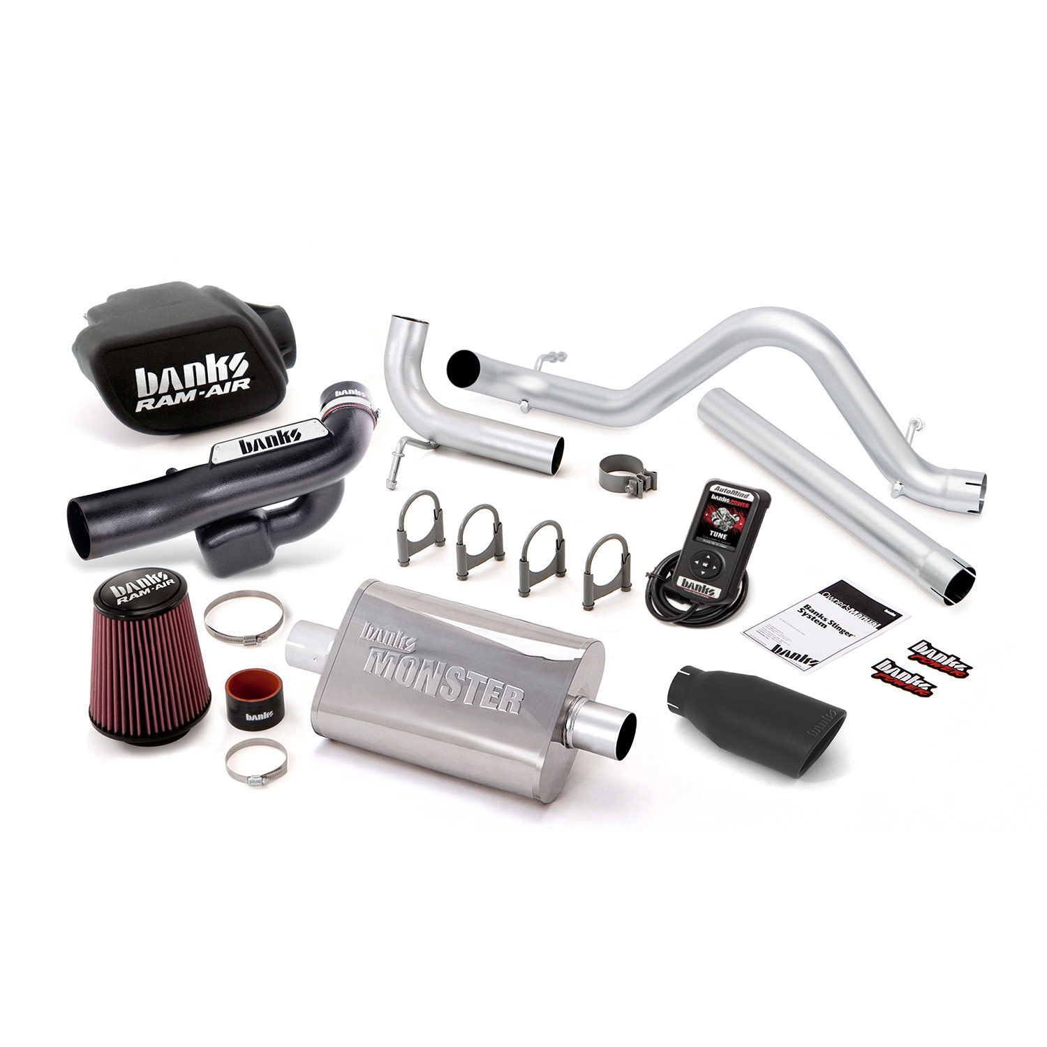 Stinger Bundle Power System W/AutoMind Single Exit Exhaust Black Tip 12-14 Jeep 3.6L Wrangler 4 Door Banks Power - 51349-B