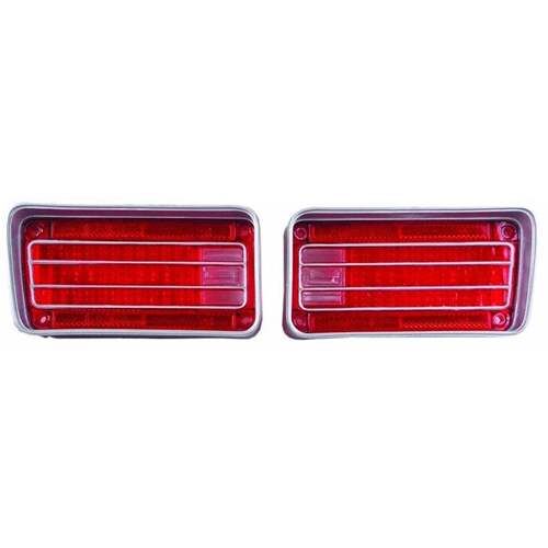 1970 Chevrolet Malibu SS LH/RH Tail Lamp Lenses Chrome With Chrome Accents - GMK4033845702P -