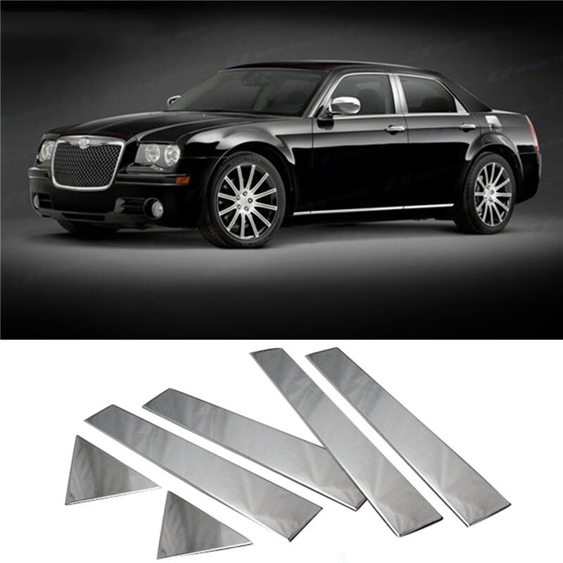 2005-2010 Chrysler 300/C Door Pillar Post Trim 6PC Chrome - 1-DPC-C300C