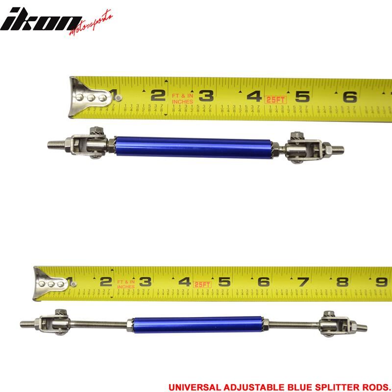 Universal Adjustable 5 - 5 5/8 inch Front Splitter Strut Rods 2PC Blue
