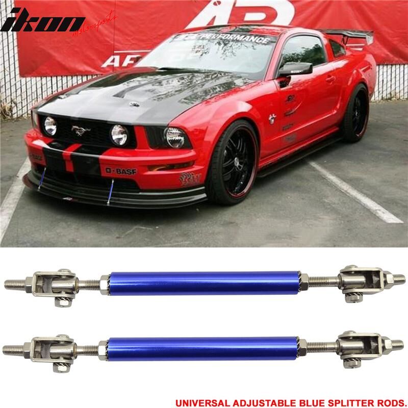 Universal Adjustable 5 - 5 5/8 inch Front Splitter Strut Rods 2PC Blue