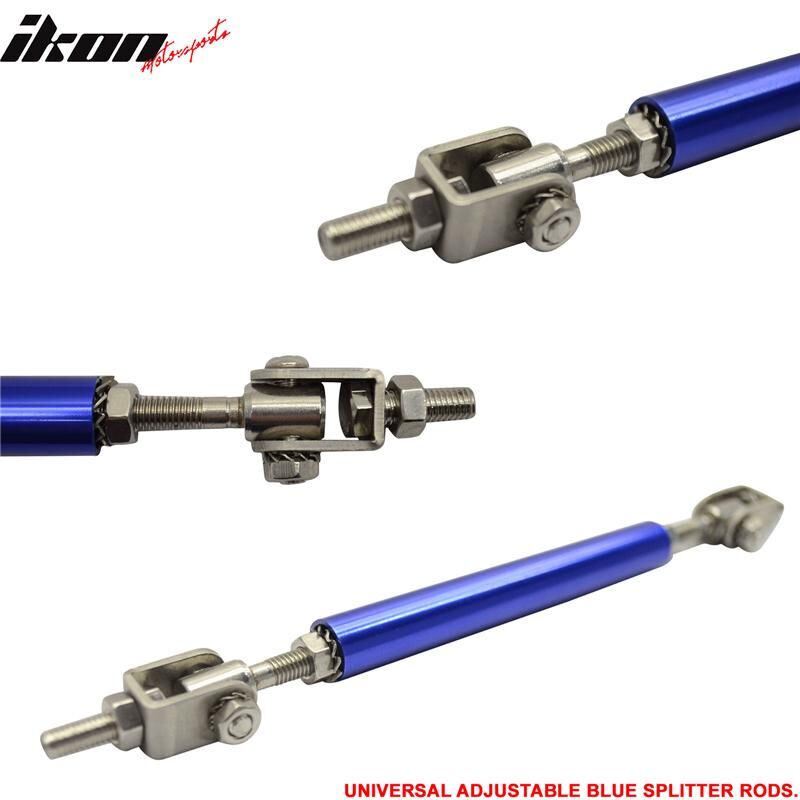 Universal Adjustable 5 - 5 5/8 inch Front Splitter Strut Rods 2PC Blue
