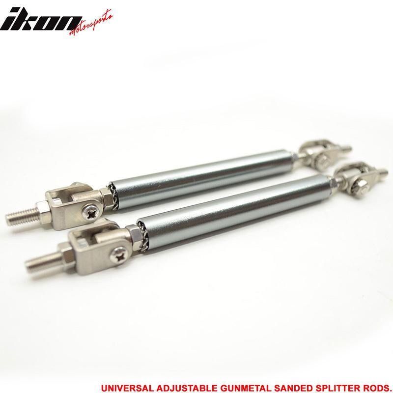 Universal Adjustable 5 - 5 5/8 inch Front Splitter Strut Rods 2PC Gunmetal