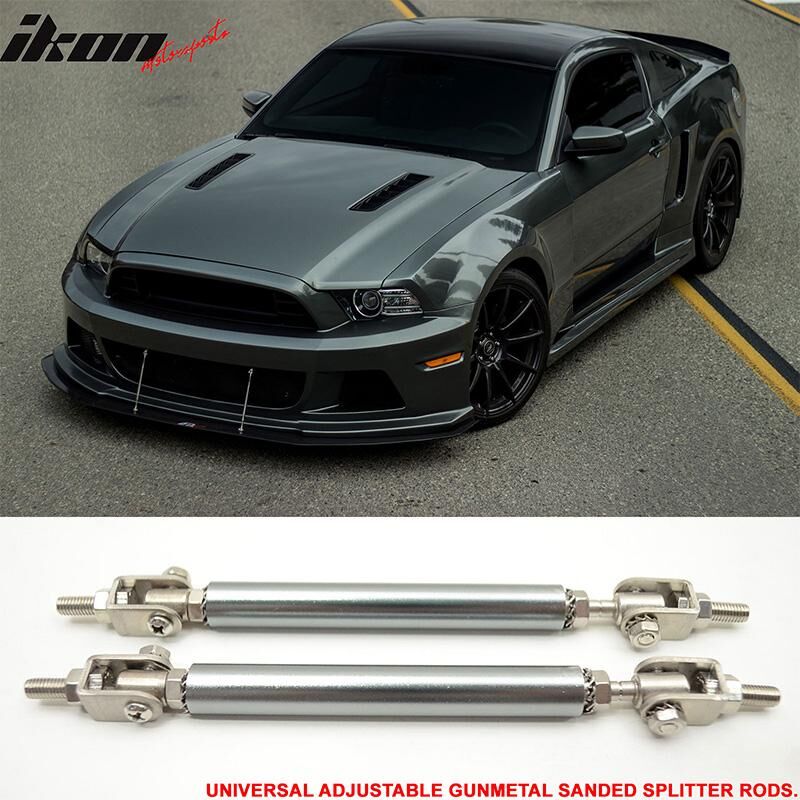 Universal Adjustable 5 - 5 5/8 inch Front Splitter Strut Rods 2PC Gunmetal