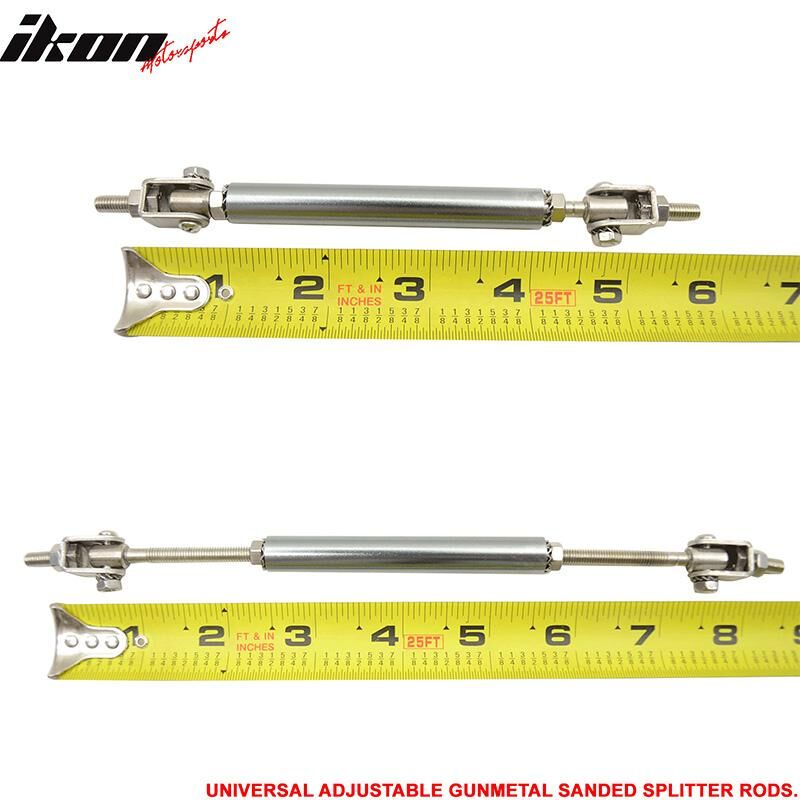 Universal Adjustable 5 - 5 5/8 inch Front Splitter Strut Rods 2PC Gunmetal