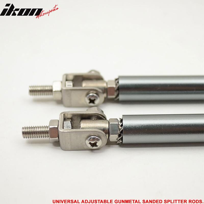 Universal Adjustable 5 - 5 5/8 inch Front Splitter Strut Rods 2PC Gunmetal
