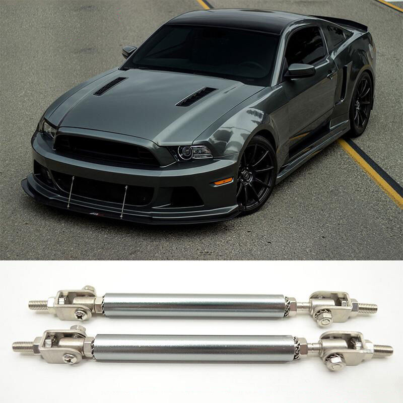 Universal Adjustable 5 - 5 5/8 inch Front Splitter Strut Rods 2PC Gunmetal - 2-SR-GMSD