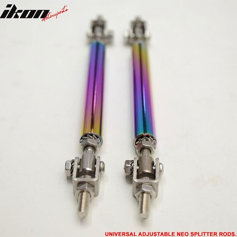 Universal Adjustable 5 - 5 5/8 inch Front Splitter Strut Rods 2PC Neo-Chrome