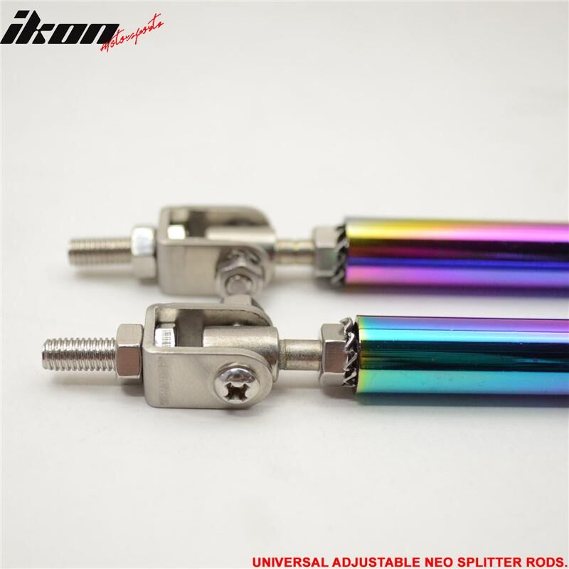 Universal Adjustable 5 - 5 5/8 inch Front Splitter Strut Rods 2PC Neo-Chrome