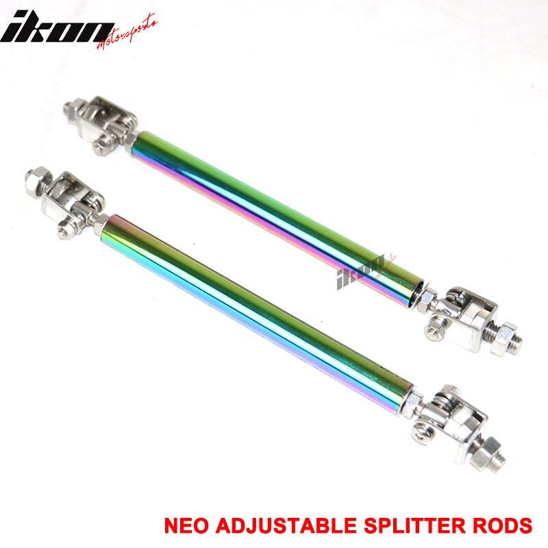 Universal Adjustable 8-10.6 inch Front Splitter Strut Rods 2PC Neo-Chrome