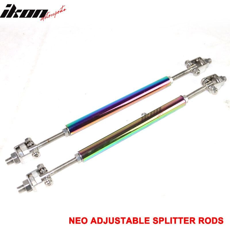 Universal Adjustable 8-10.6 inch Front Splitter Strut Rods 2PC Neo-Chrome