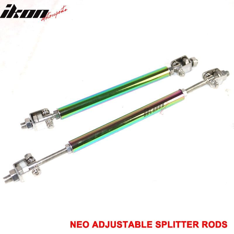 Universal Adjustable 8-10.6 inch Front Splitter Strut Rods 2PC Neo-Chrome