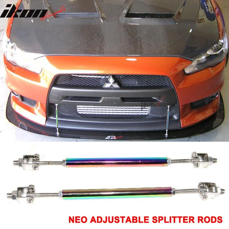 Universal Adjustable 8-10.6 inch Front Splitter Strut Rods 2PC Neo-Chrome
