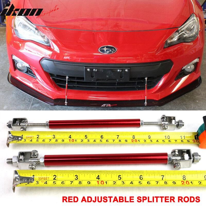 Universal Adjustable 8-10.6 inch Front Splitter Strut Rods 2PC Red
