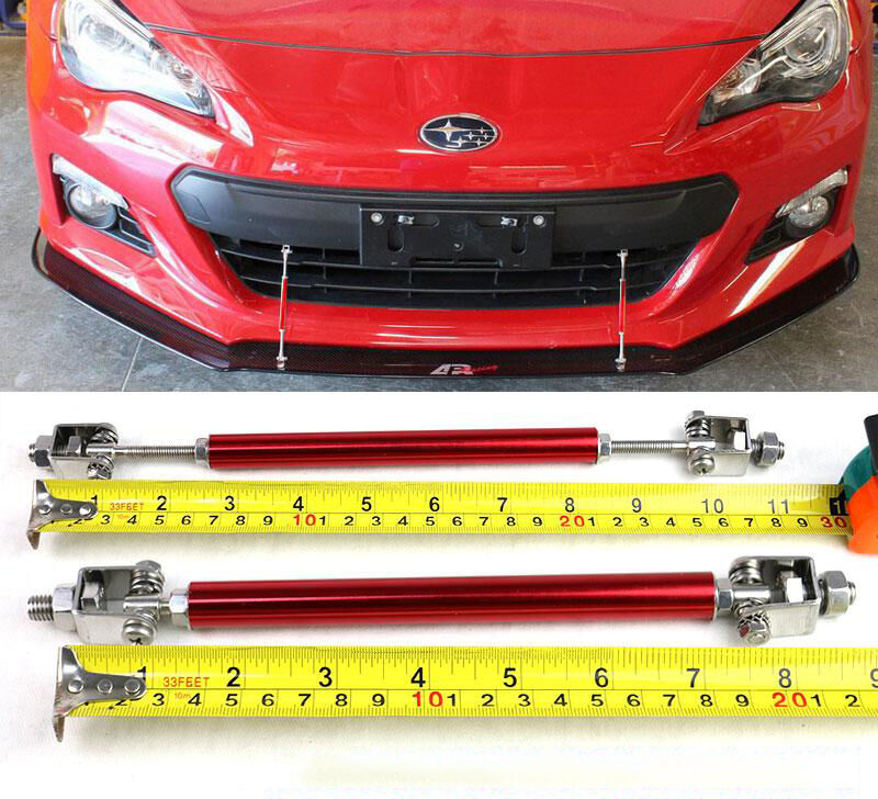 Universal Adjustable 8-10.6 inch Front Splitter Strut Rods 2PC Red - 2-SR10-RD