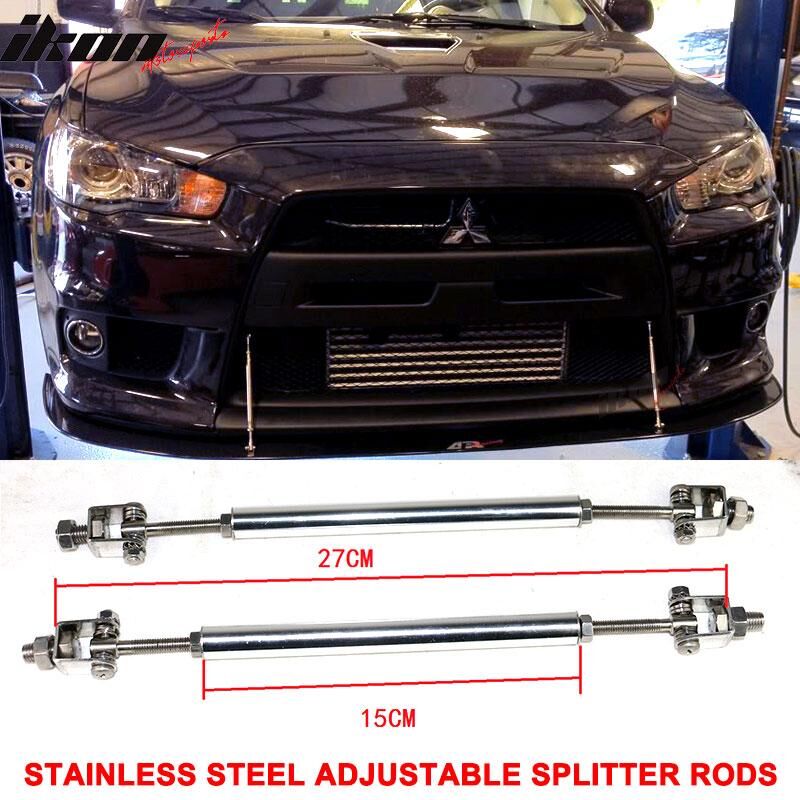 Universal Adjustable 8-10.6 inch Front Splitter Strut Rods 2PC Stainless Steel