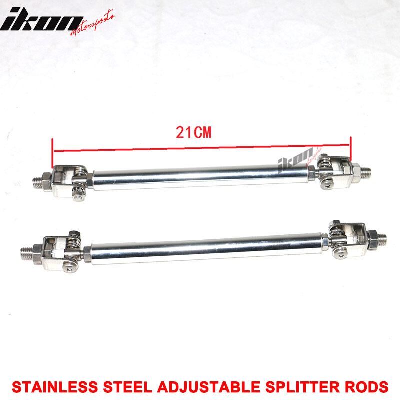 Universal Adjustable 8-10.6 inch Front Splitter Strut Rods 2PC Stainless Steel