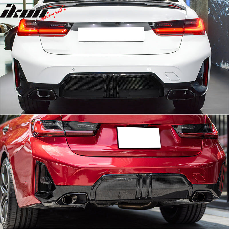 2023-2025 BMW 3-Series M340i G20 M-Performance Style Gloss Black Rear Bumper Diffuser