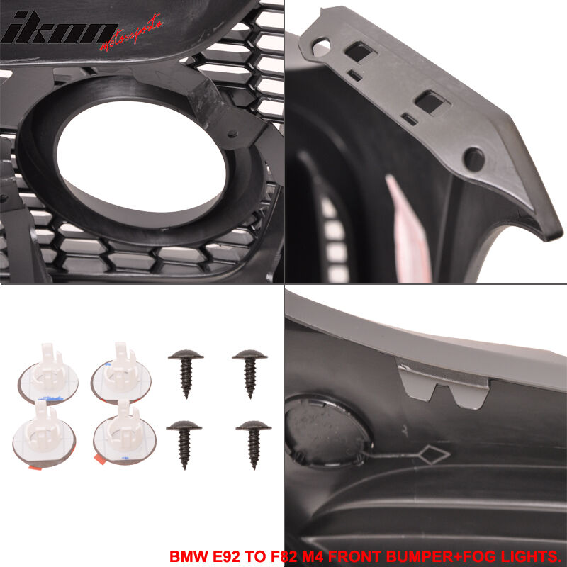 2011-2013 BMW E92 3-Series M4-Style Front Bumper Cover Polypropylene + Fogs