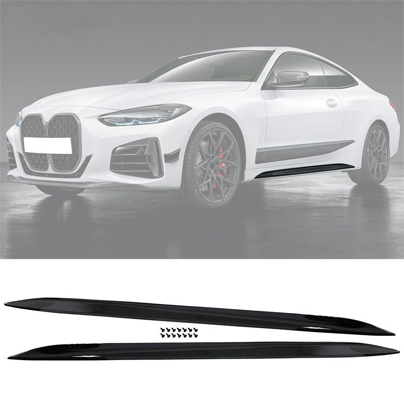 2021-2025 BMW 4-Series G22/G23 M-Performance Style Gloss Black Side Skirts - 8-SK-G22MPMSP-GBK