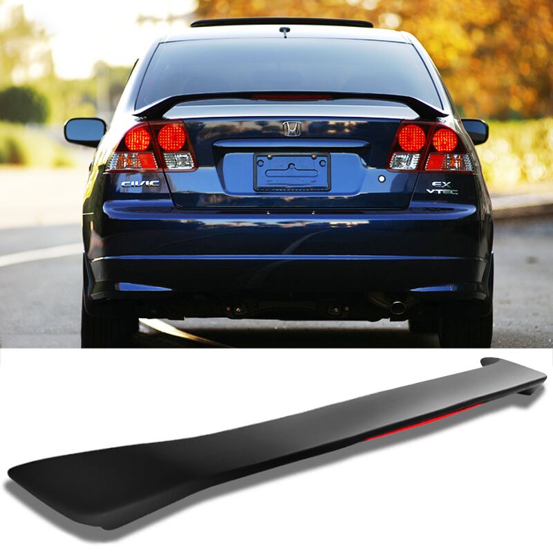 2001-2005 Honda Civic 4DR Sedan Trunk Spoiler w/LED Matte Black - AST-HC014OELED-A