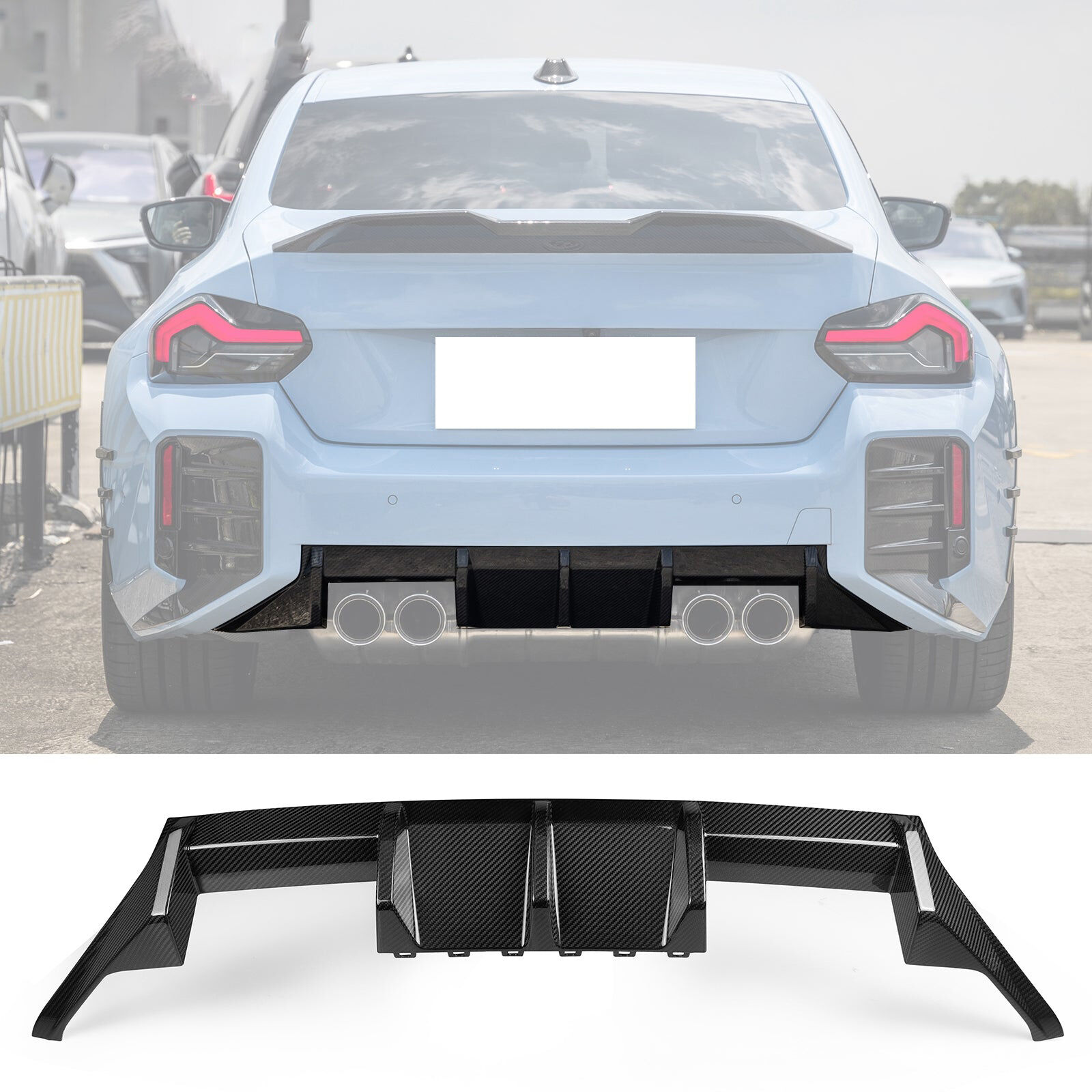 2023-2024 BMW 2-Series M2 G87 M-Performance Style Dry Carbon Fiber Rear Bumper Diffuser - BLD-BG87MPV1-DCF