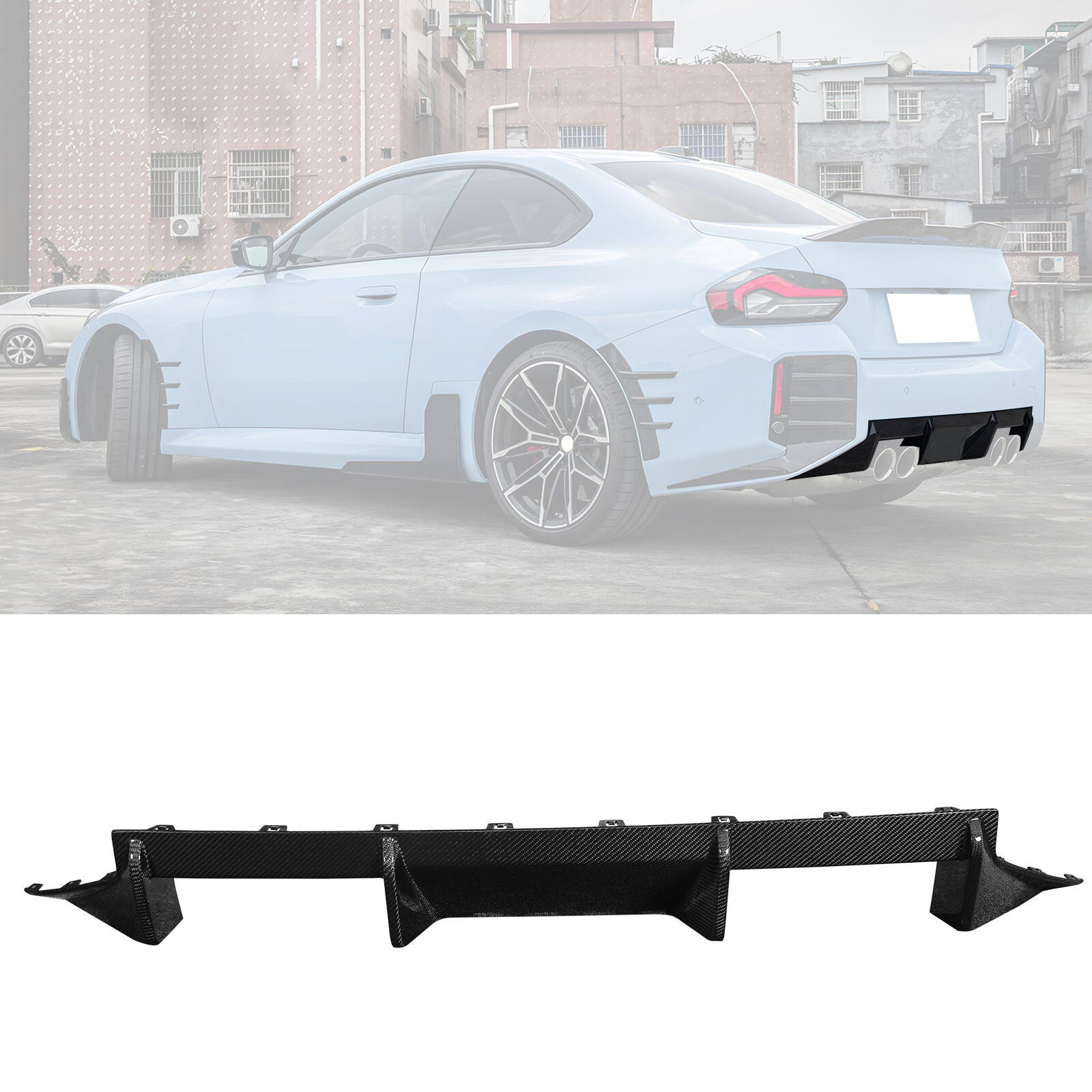 2023-2024 BMW 2-Series M2 G87 M-Performance Style Carbon Fiber Rear Bumper Diffuser - BLD-BG87MPV2-CF