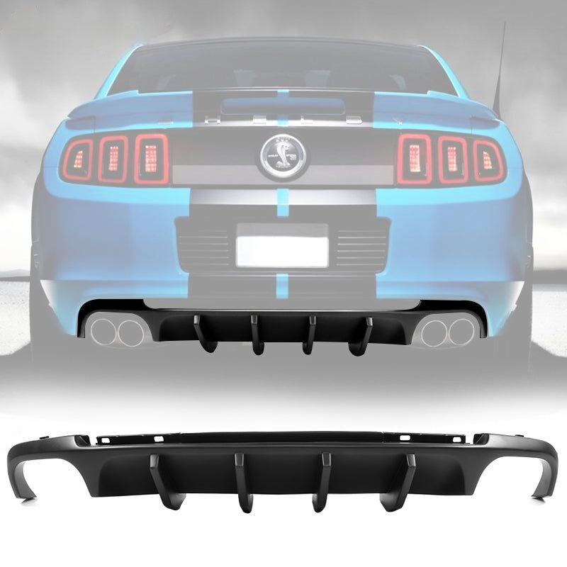 2013-2014 Ford Mustang Shelby Style Polypropylene Black Rear Bumper Diffuser - BLD-FM13S4V2-PP
