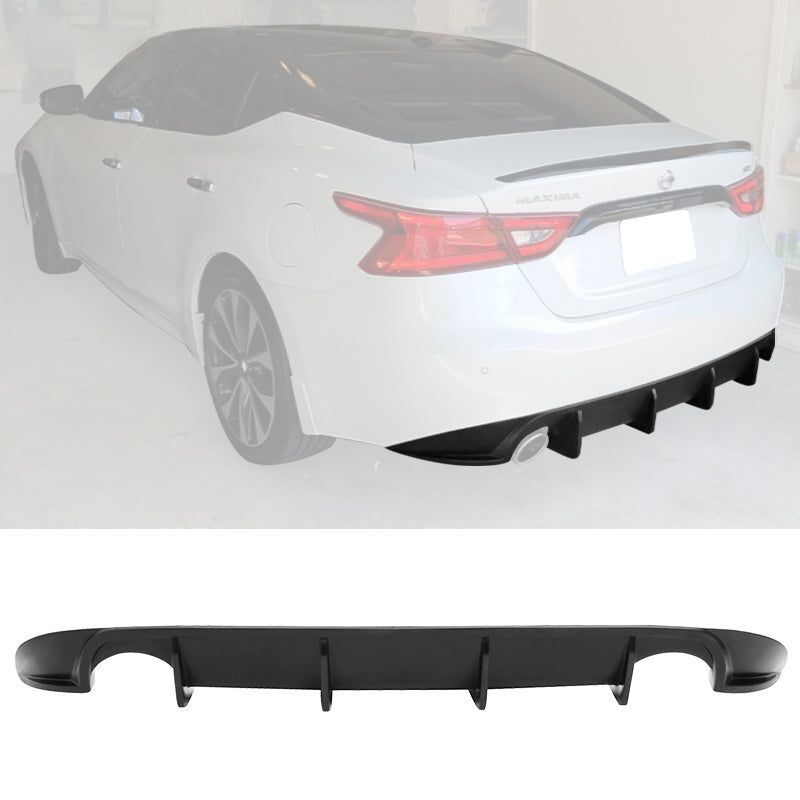 2016-2018 Nissan Maxima Sedan Polyurethane Black Rear Bumper Diffuser - BLD-NM16S-PU