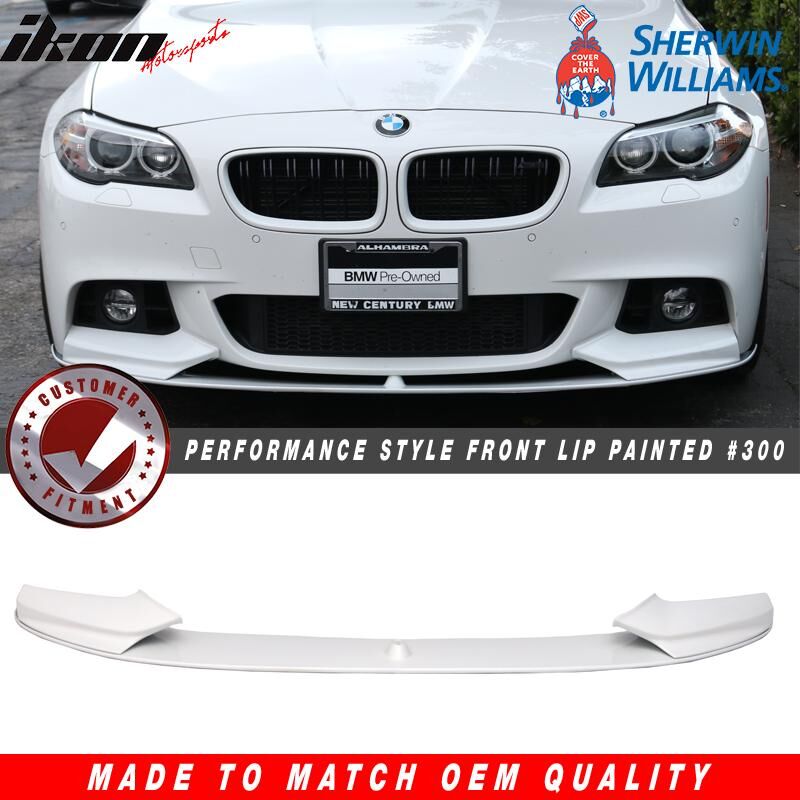 2011-2016 BMW 5-Series F10 4DR Sedan Performance Style Front Bumper Lip Alpine White #300